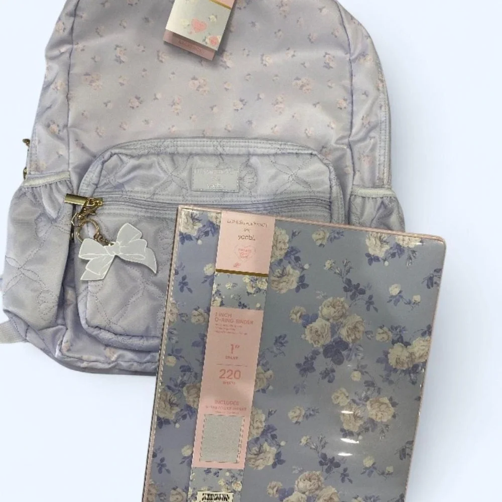 LoveShackFancy blue floral backpack & binder